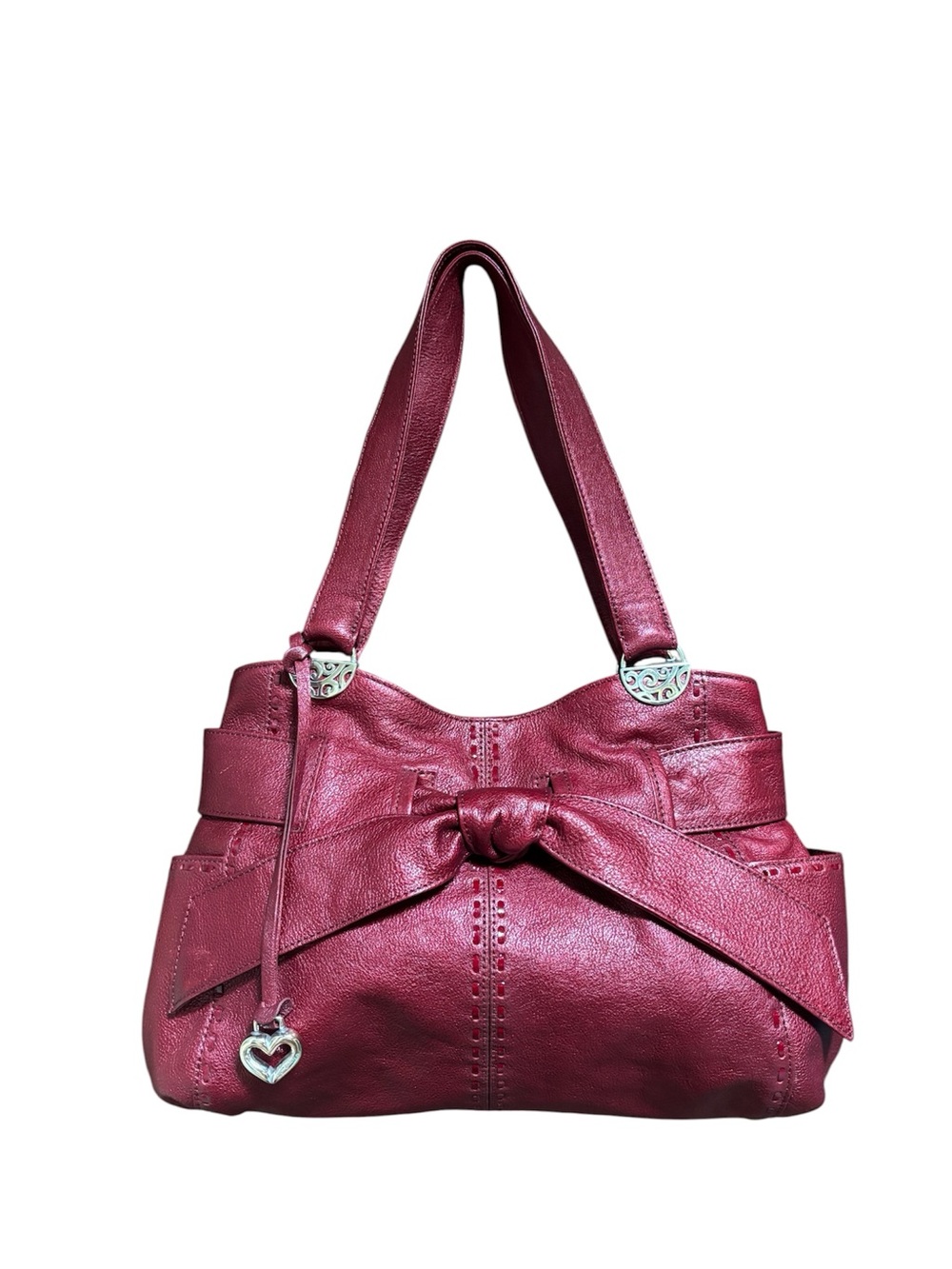 Brighton Clara Bow Shoulder Bag in a rich burgundy/dark red textured leather